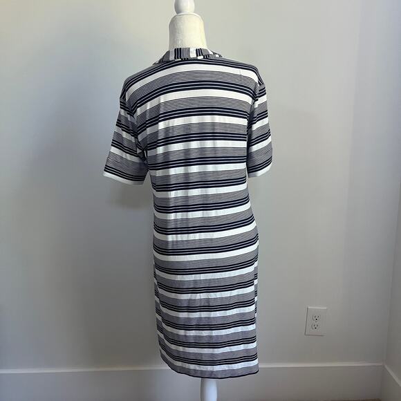 Tori Richard Honolulu Jaxon Navy White Striped Short Sleeve Knit Dress Medium - Picture 4 of 6